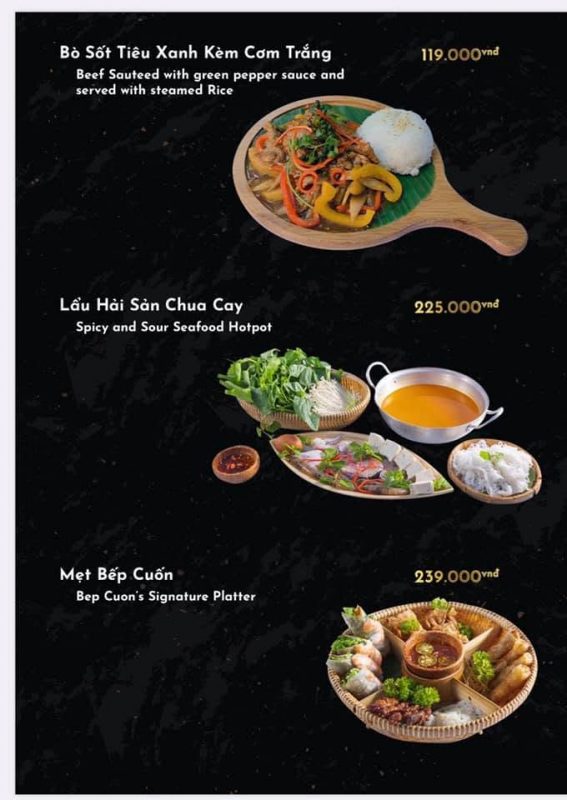 Menu bếp cuốn Đà Nẵng